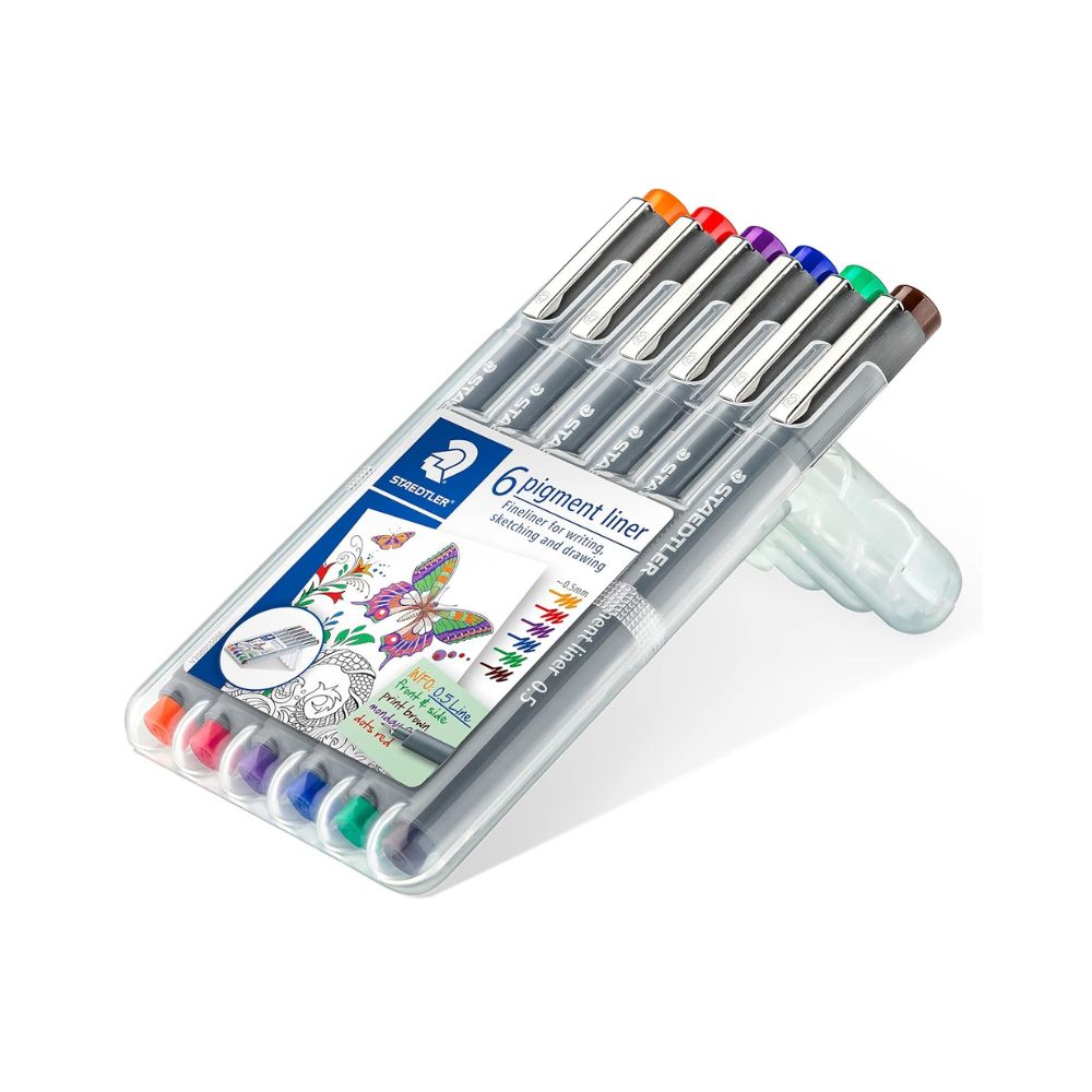 STAEDTLER, Pigment Liner | Set of 6 | ~ 0.5mm.