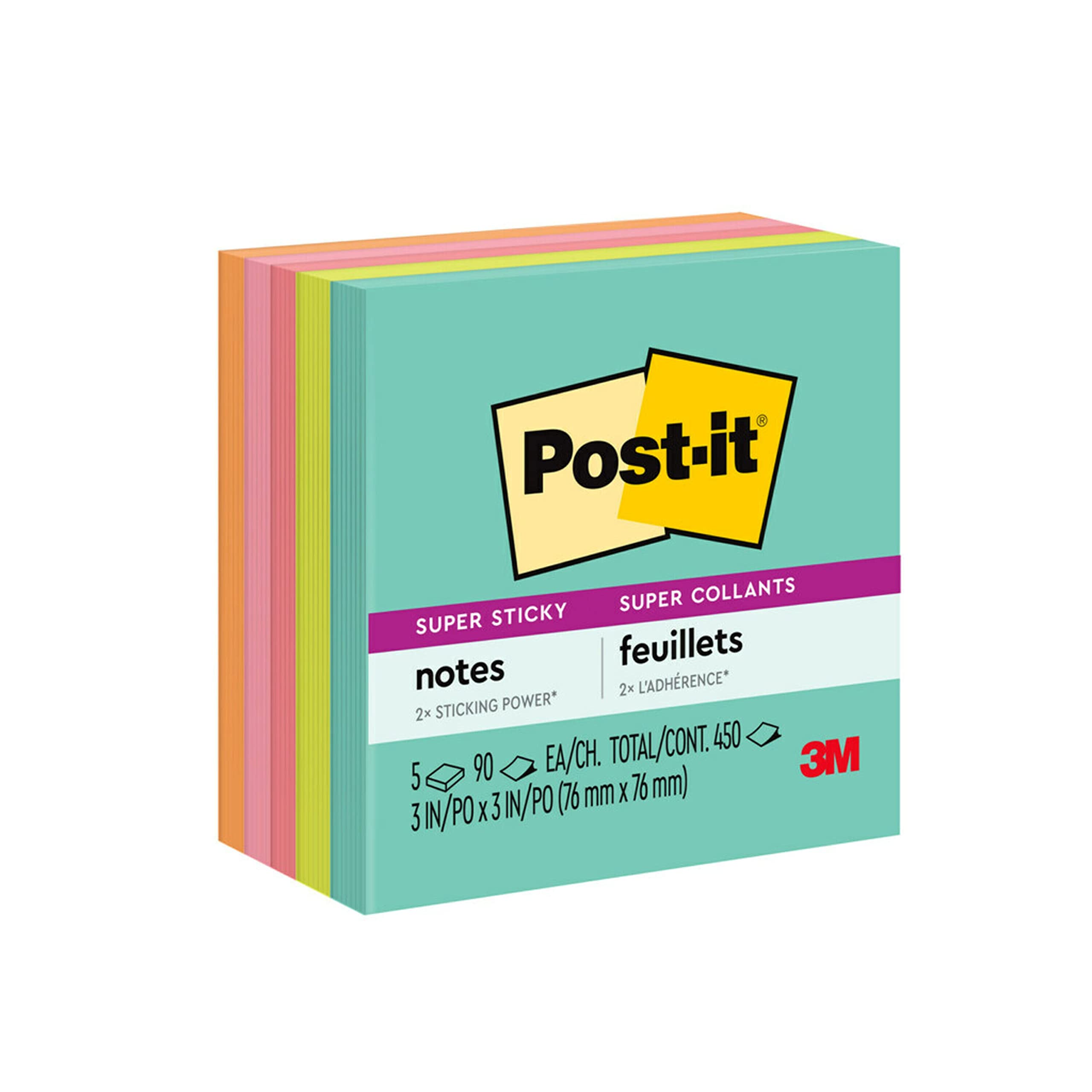 3M, Sticky Notes - POST IT | Super Sticky | 450 Sheets | Set of 5 ...