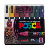 UNI, Paint Marker - POSCA | DARK | Set of 8 | 1.8 ~ 2.5 mm.