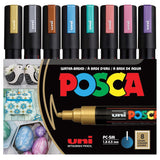 UNI, Paint Marker - POSCA | METALIC | Set of 8 | 1.8 ~ 2.5 mm.