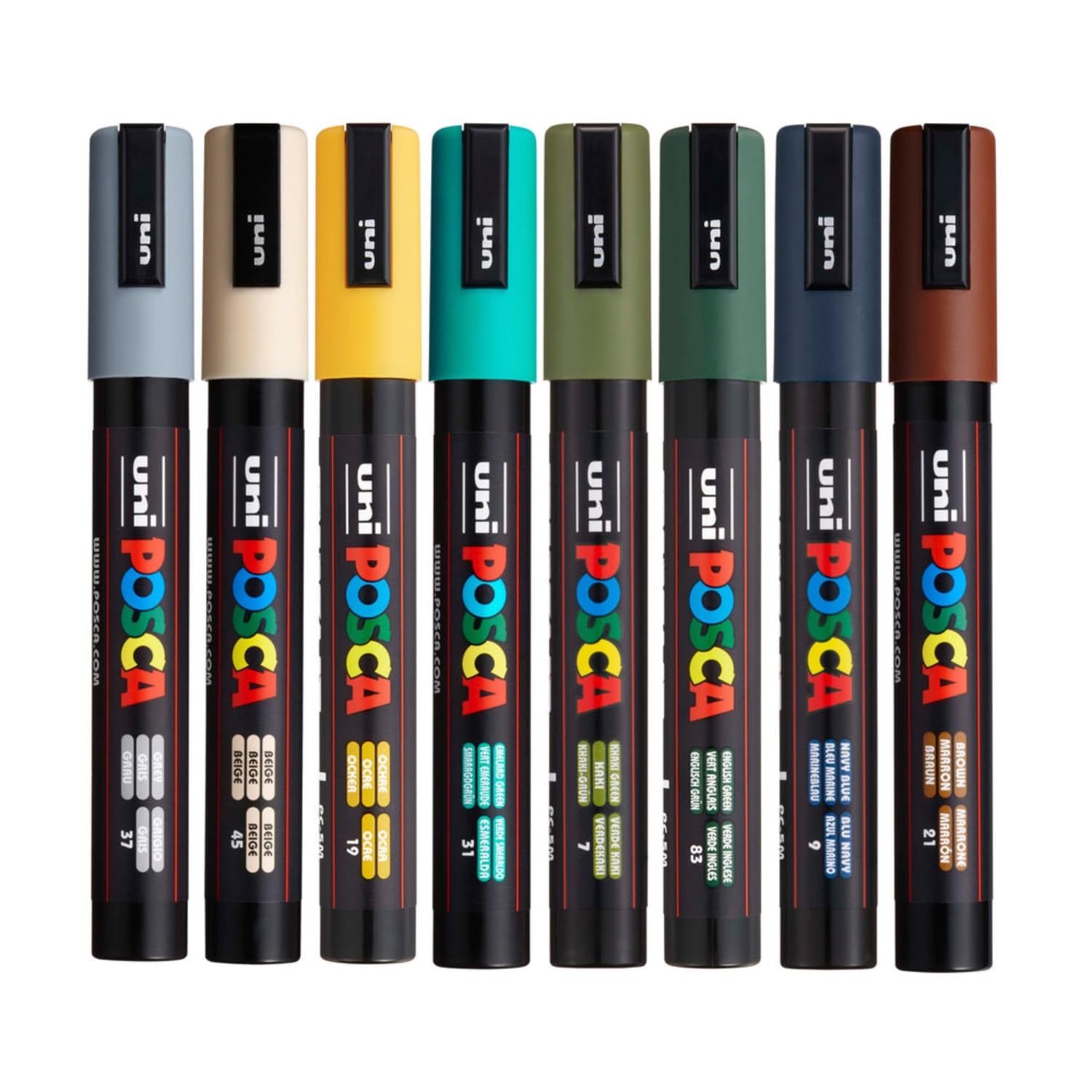 UNI, Paint Marker - POSCA | EARTH | Set of 8 | 1.8 ~ 2.5 mm.
