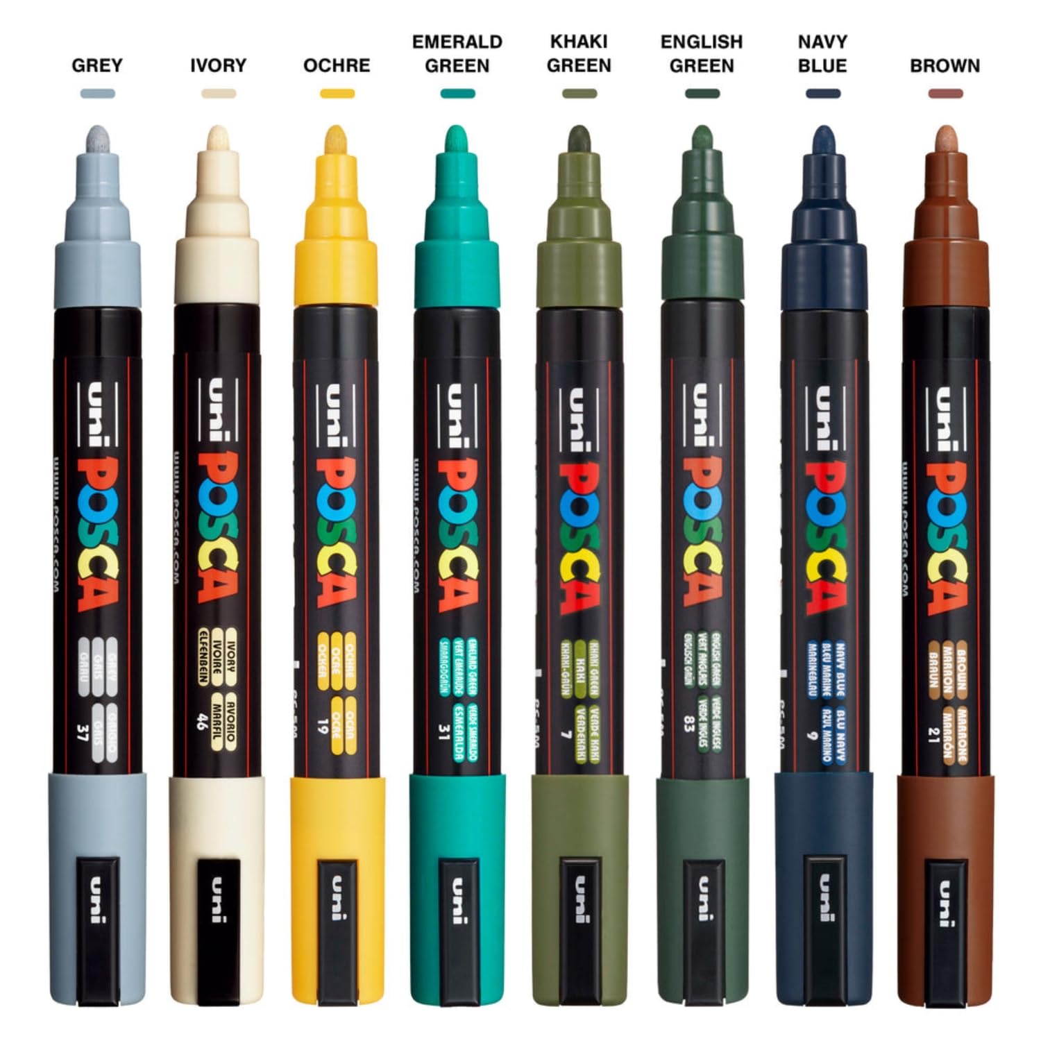 UNI, Paint Marker - POSCA | EARTH | Set of 8 | 1.8 ~ 2.5 mm.