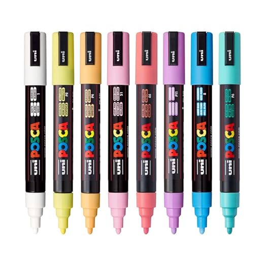 UNI, Paint Marker - POSCA | 1.8 ~ 2.5 mm | PASTEL | Set of 8.