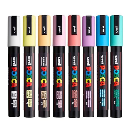 UNI, Paint Marker - POSCA | 1.8 ~ 2.5 mm | PASTEL | Set of 8.