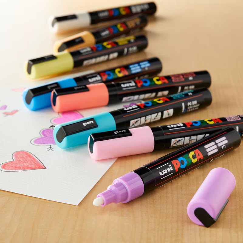 UNI, Paint Marker - POSCA | 1.8 ~ 2.5 mm | PASTEL | Set of 8.