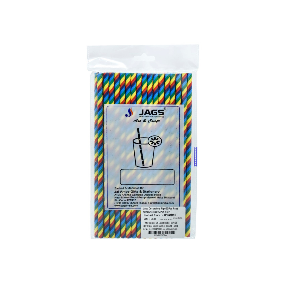 JAGS, Paper Straw - Decorative| Multicolor | 50 pcs | 6 mm.