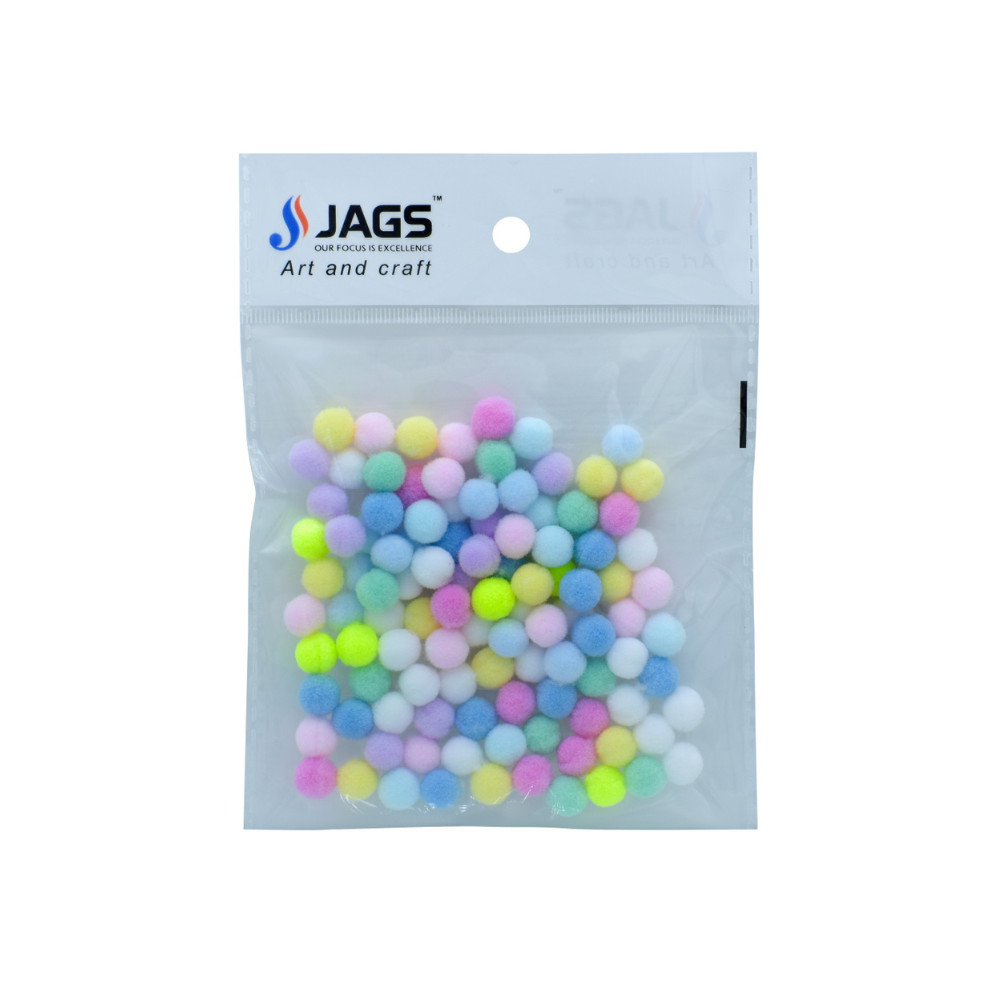 JAGS, Pom Pom Ball - Craft | Small | Pastel Colour | 100 pcs | 1 cm.