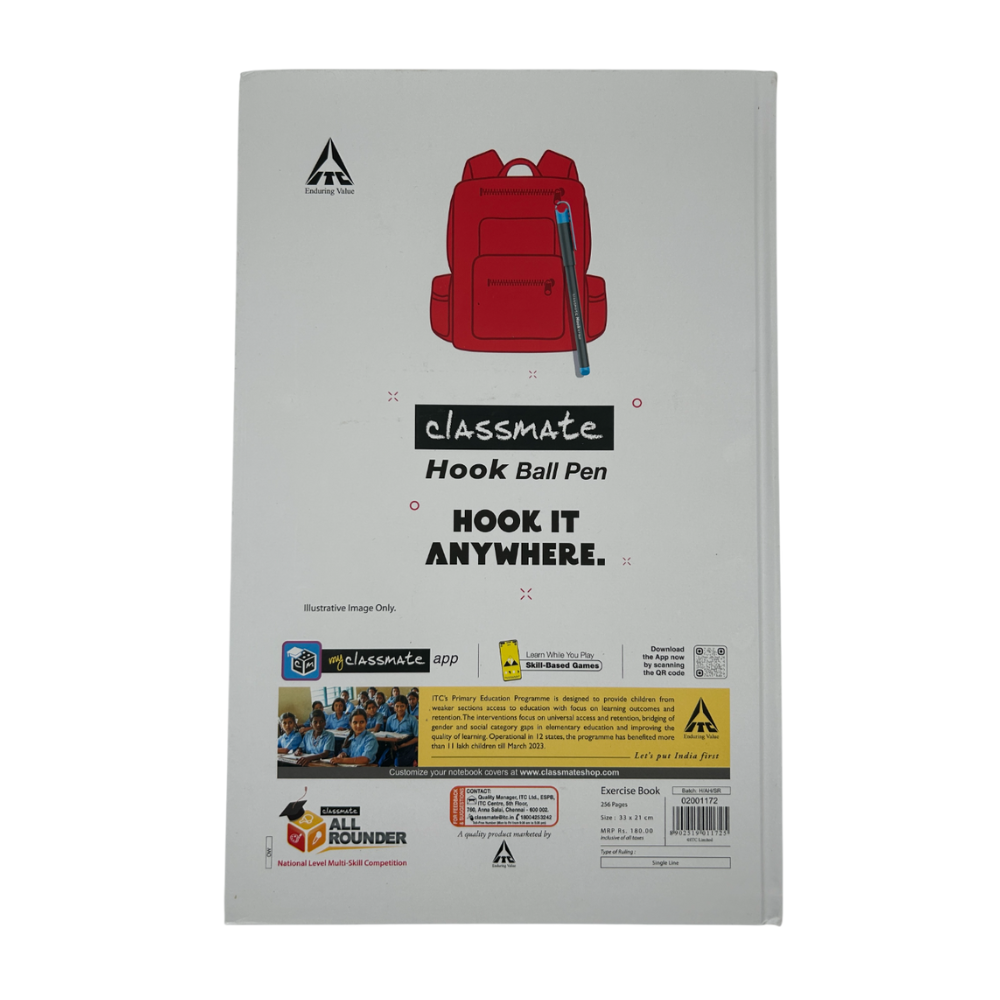 CLASSMATE, Exercise Book - Single Line | Long Book | 256 Pages.