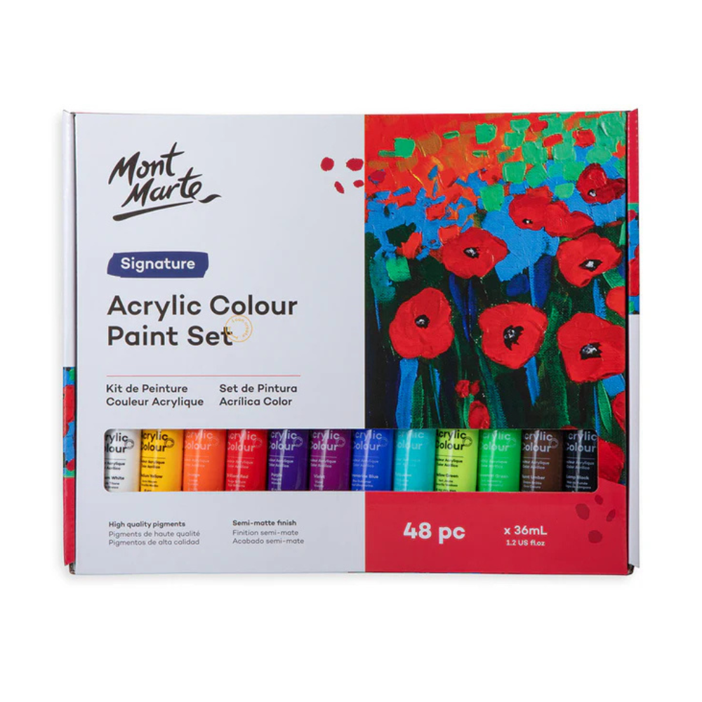 MONT MARTE, Acrylic Colour Paint Set - Signature | 48pc | 36ml.