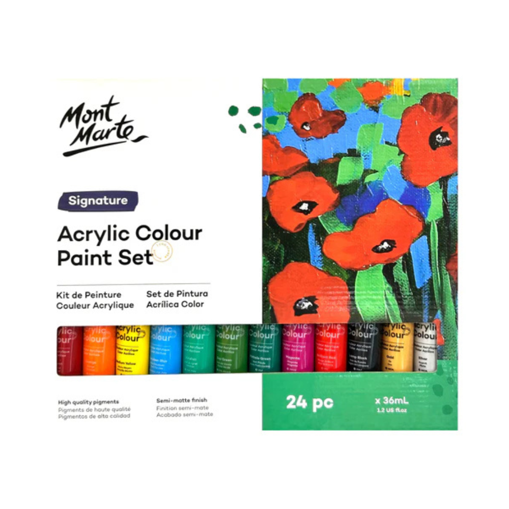 MONT MARTE, Acrylic Colour Paint Set - Signature | 24pc | 36ml.