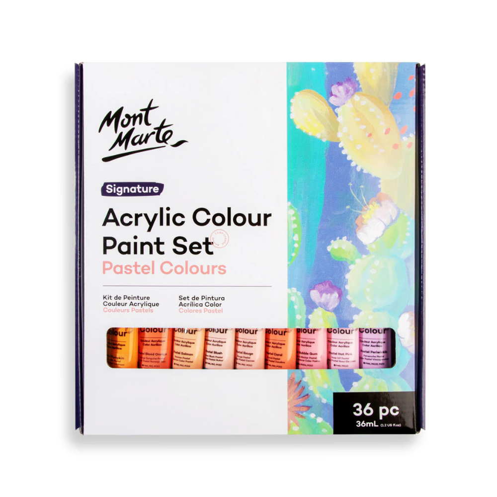 MONT MARTE, Acrylic Colour Pastel Paint Set - Signature | 36pc | 36ml.