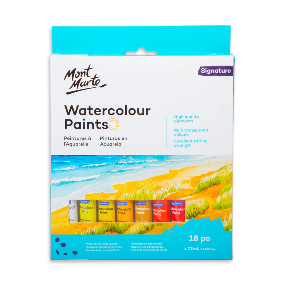 MONT MARTE, Watercolour Paints - Signature | 18pc | 12ml.