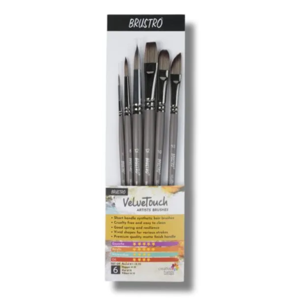 BRUSTRO, Velvetouch Brushes - Artists | Pack Of 6.