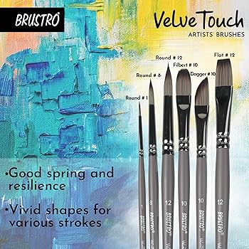 BRUSTRO, Velvetouch Brushes - Artists | Pack Of 6.