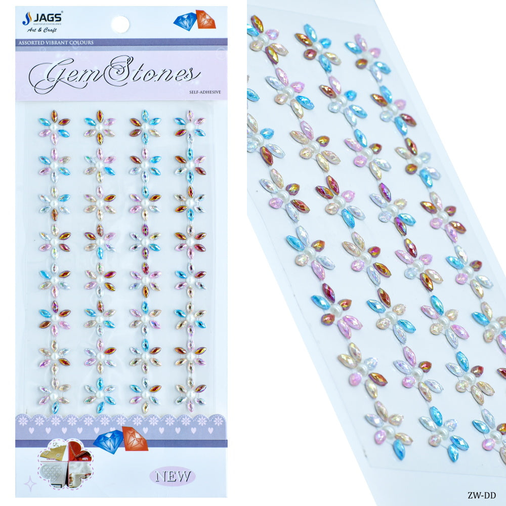 JAGS, Gem Stone Stickers - Flower | Multicolour.