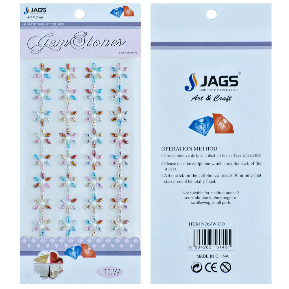 JAGS, Gem Stone Stickers - Flower | Multicolour.