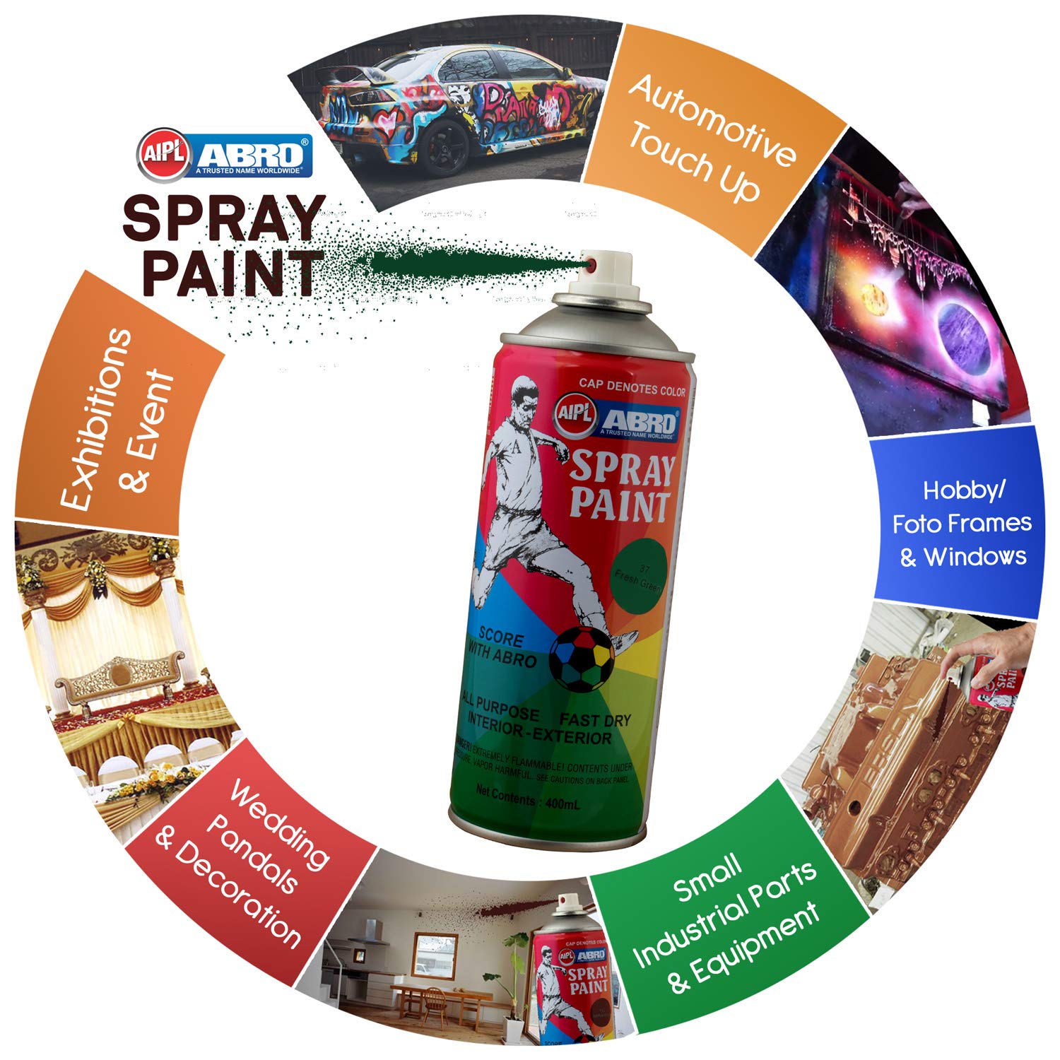 ABRO, Spray paint - 12 GRASS GREEN | 400ml.