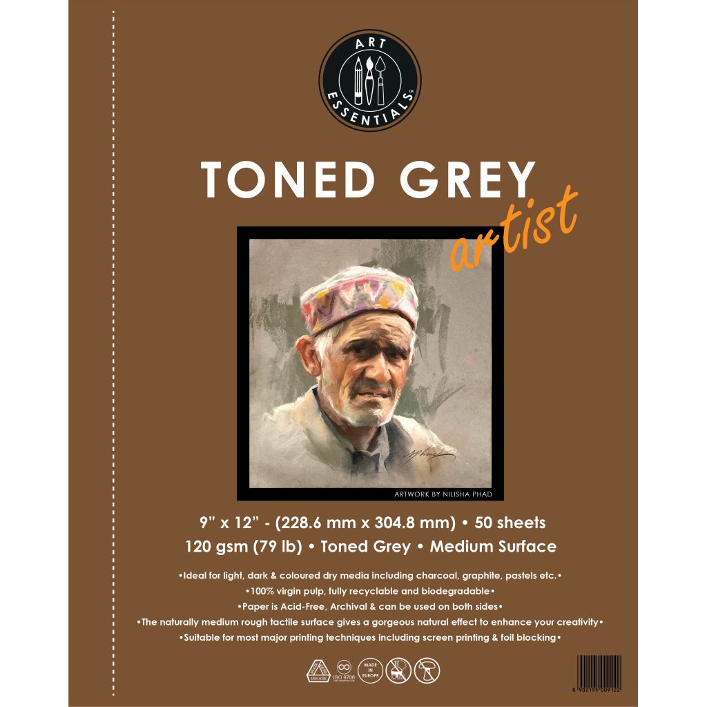 ART ESSENTIALS, Drawing Pad - 50 Pages | Toned Grey| Spiral | 120 gsm.