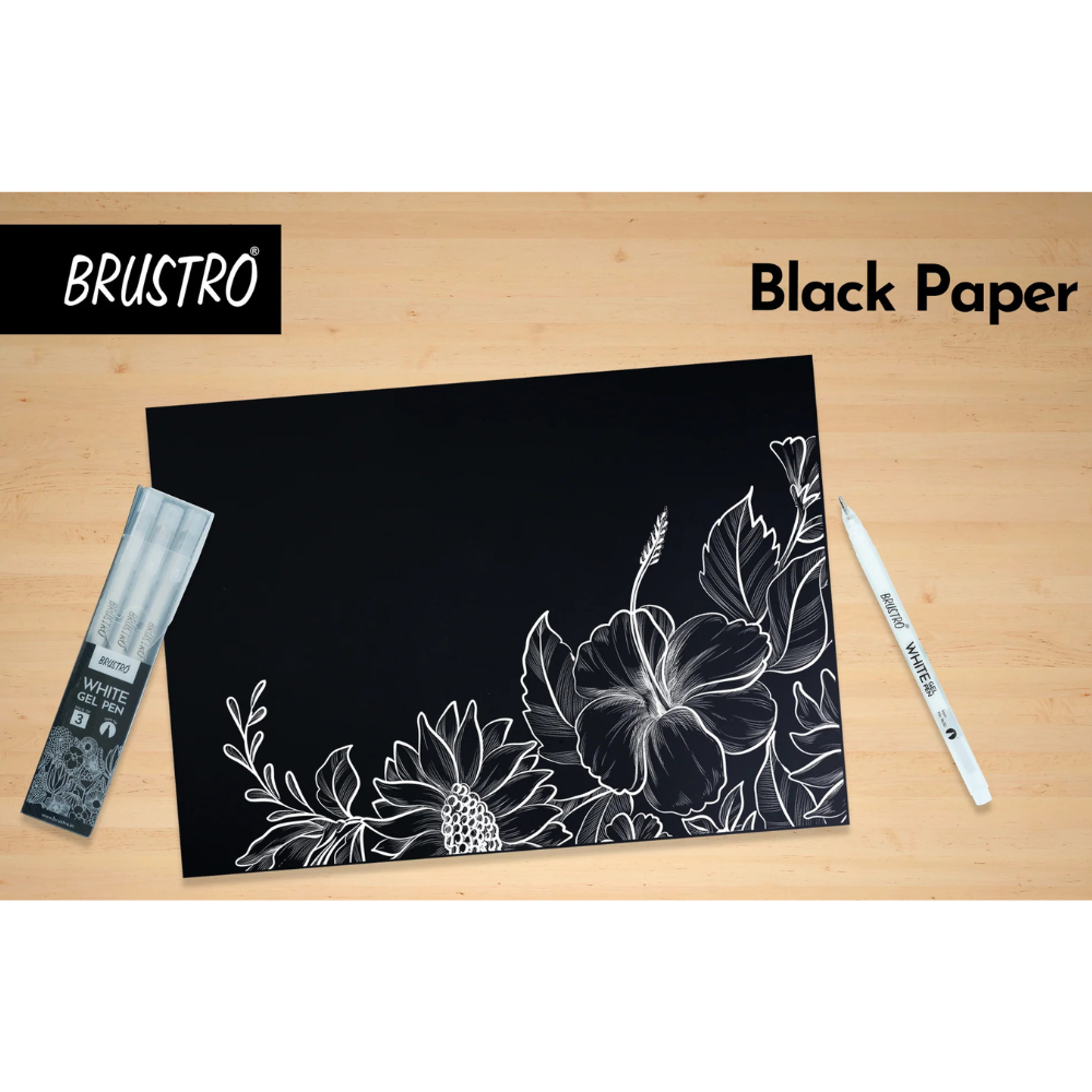 BRUSTRO, Black Paper - Artist A4 | 30 Sheets | 200 gsm.