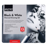 BRUSTRO, Black & White Charcoal Drawing Set | Set Of 13 .