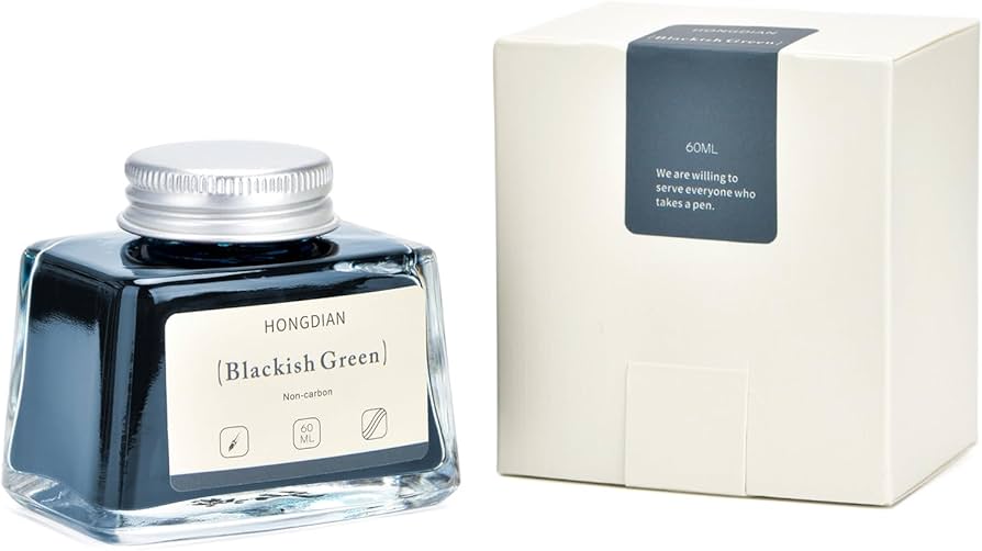 HONGDIAN, Ink Bottle - Non Carbon | BLACKISH GREEN | 60 mL.