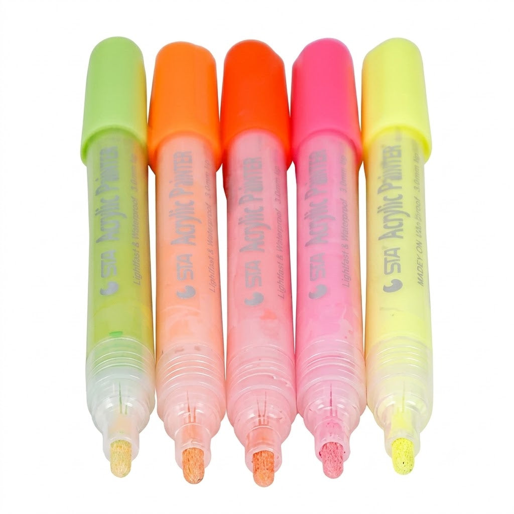 BRUSTRO, DIY Acrylic Marker | NEON | Set of 5.