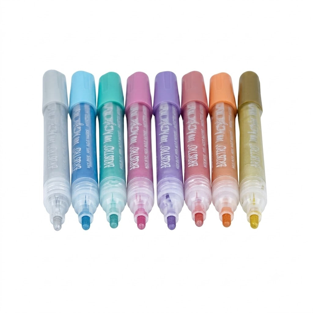 BRUSTRO, DIY Acrylic Marker | METALLIC | Set of 8.
