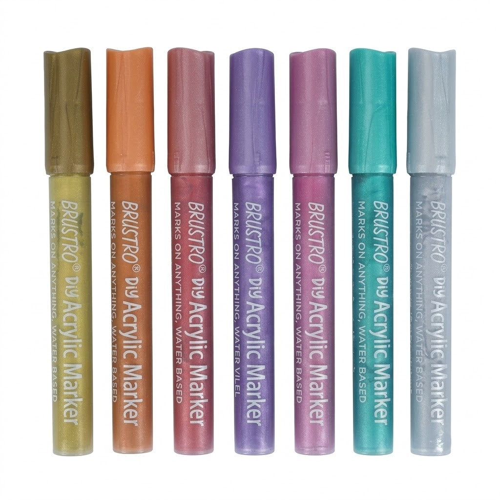 BRUSTRO, DIY Acrylic Marker | METALLIC | Set of 8.