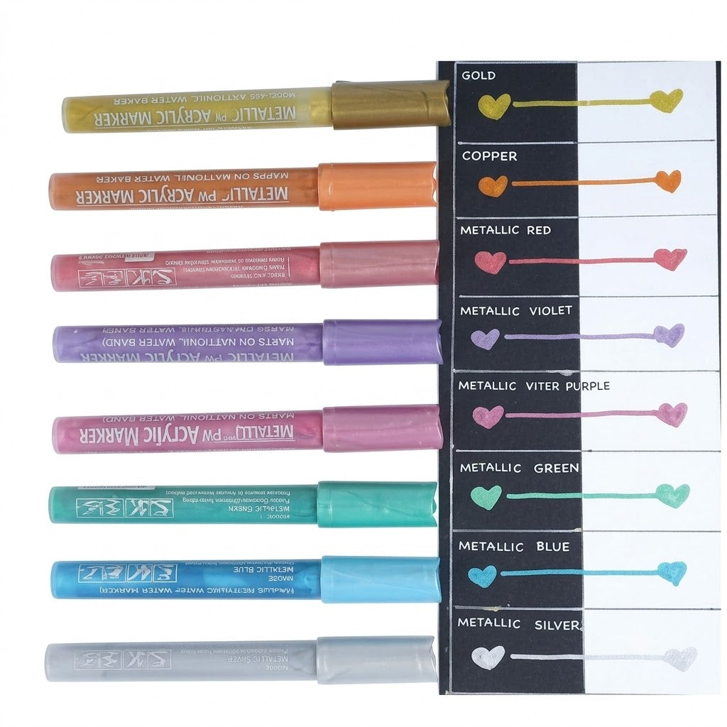 BRUSTRO, DIY Acrylic Marker | METALLIC | Set of 8.