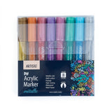 BRUSTRO, DIY Acrylic Marker | METALLIC | Set of 8.