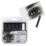 BRUSTRO, Charcoal Stick - Compressed | 5 Black-1 White.