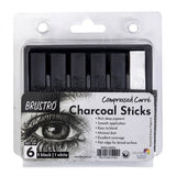BRUSTRO, Charcoal Stick - Compressed | 5 Black-1 White.