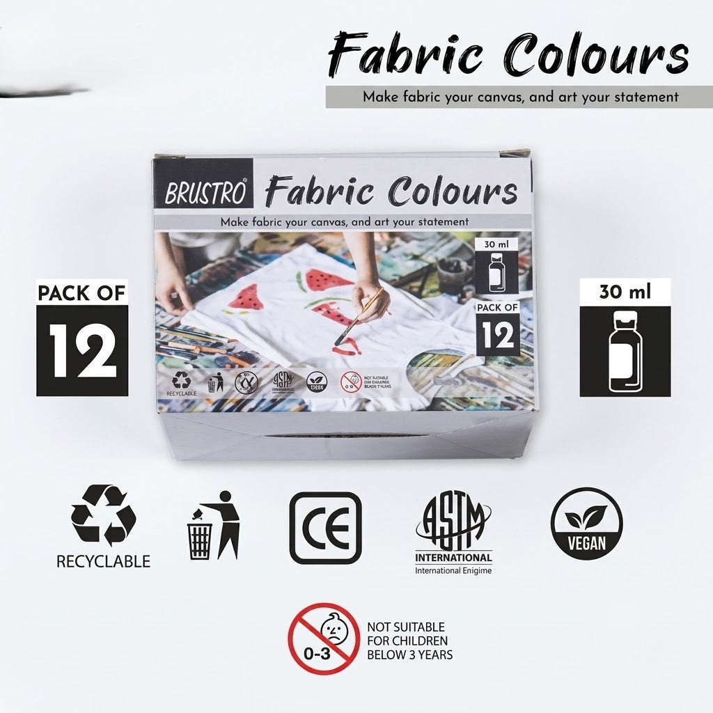 BRUSTRO, Fabric Colours |30 ml | Set of 12.