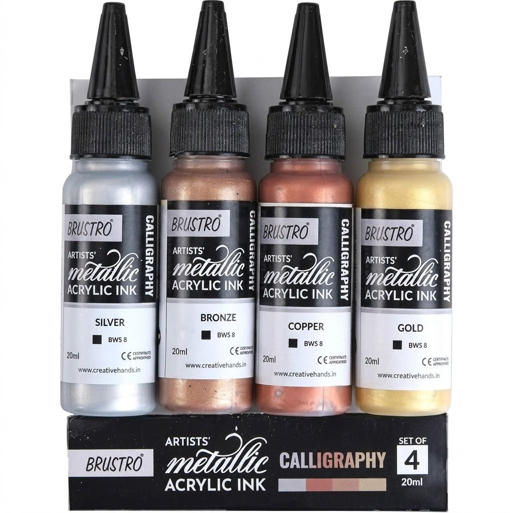 BRUSTRO, Acrylic ink | Metallic | 4 PC.