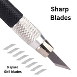 BRUSTRO, Cutter - Crafter`s pen Knife | 8 Blade Refills.