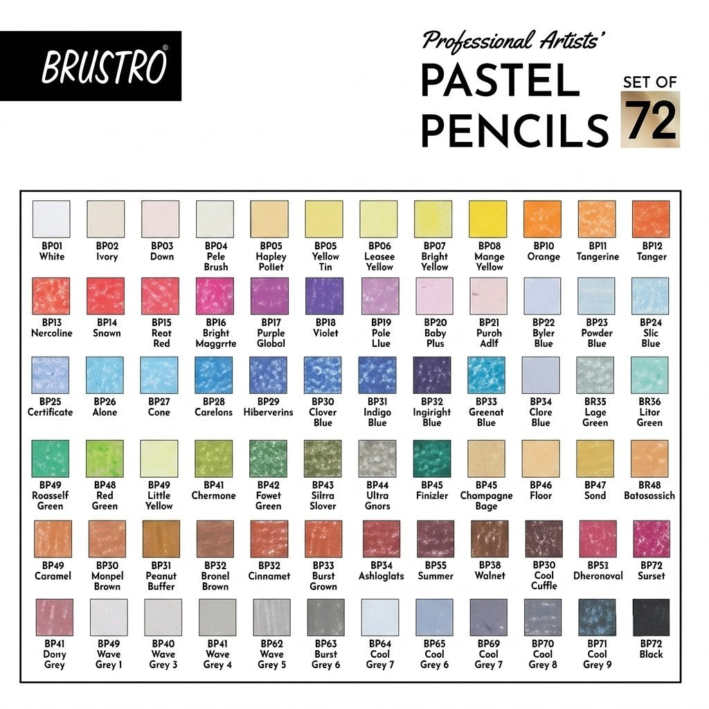 BRUSTRO, Pastel Pencils | Professional Artists | Set of 72.