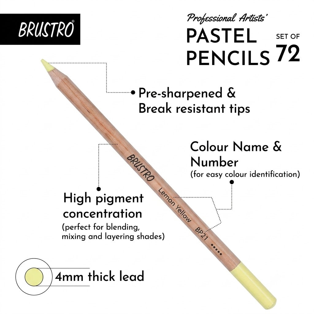 BRUSTRO, Pastel Pencils | Professional Artists | Set of 72.