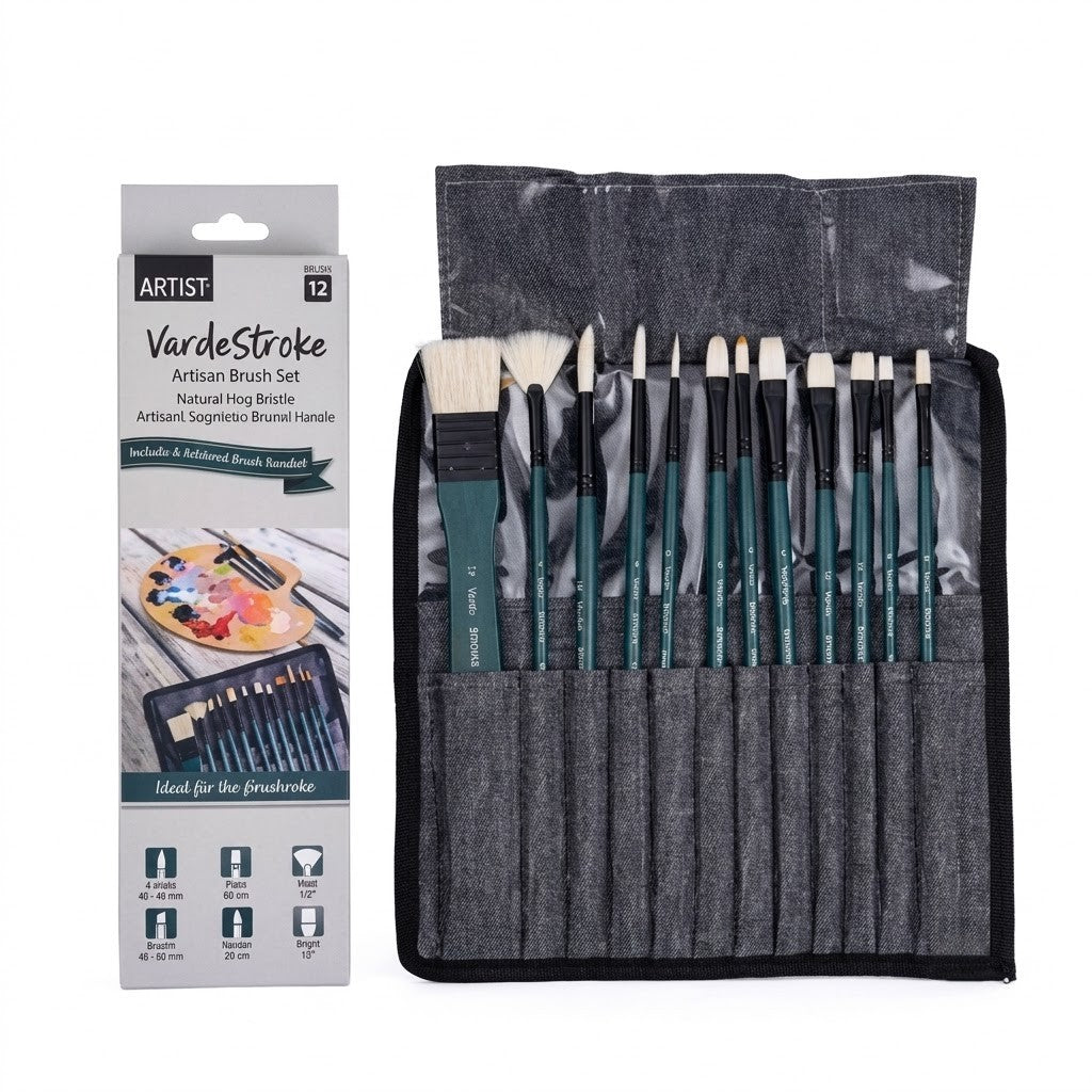 BRUSTRO, Paint Brush - Artists I VERDESTROKE | Hog Hair | Set of 12.