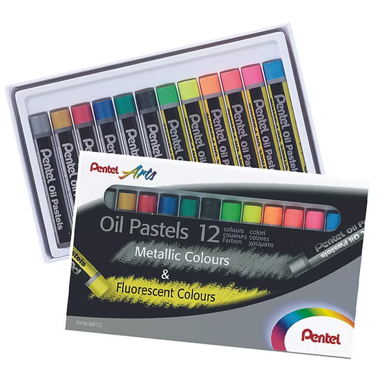 PENTEL, Oil pastel Metalic & Fluorescent Colour - Arts | 12 pc.