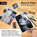 BRUSTRO, Black & White Charcoal Drawing Set | Set Of 13 .