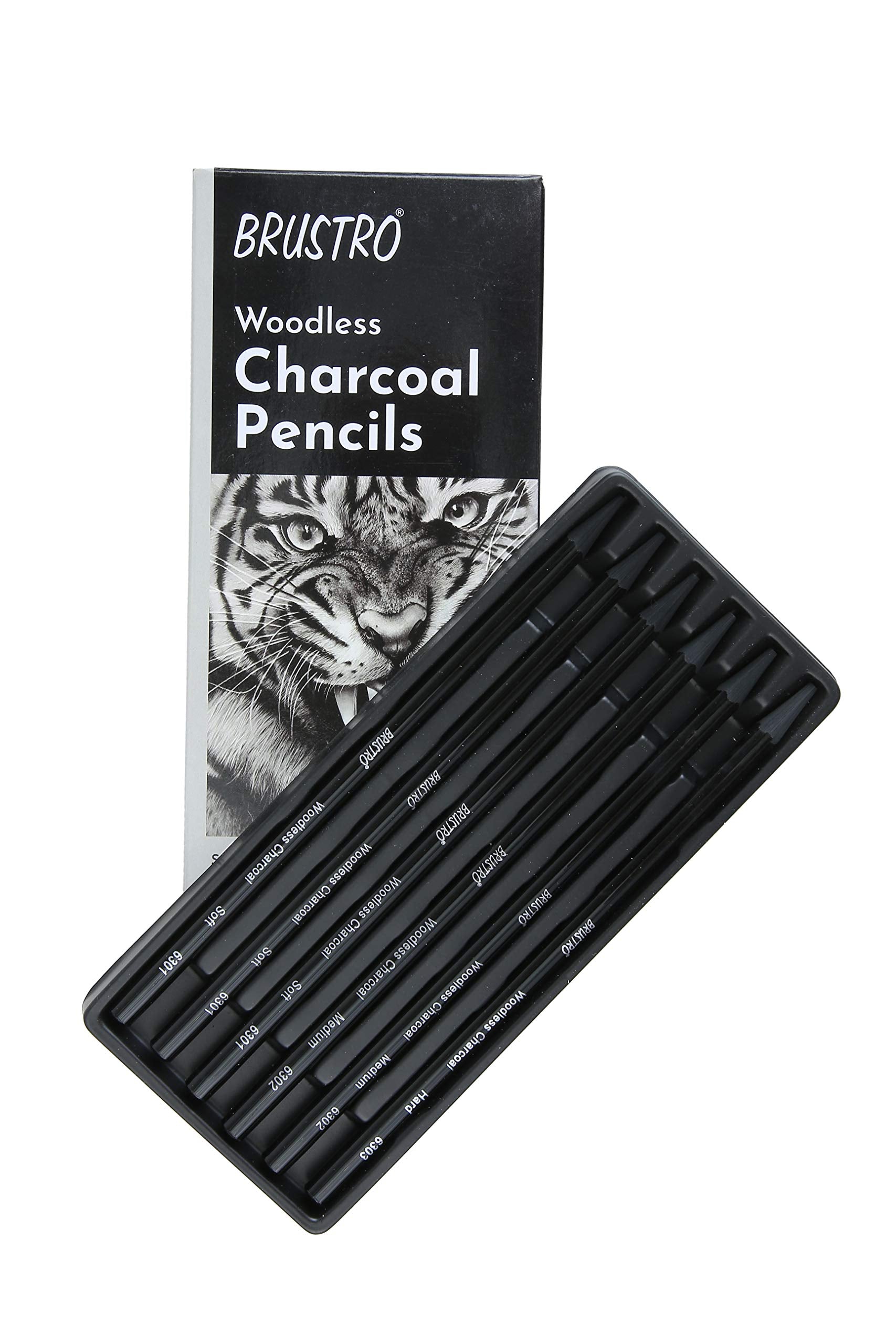 BRUSTRO, Charcoal Pencils - Woodless | Set Of 6.