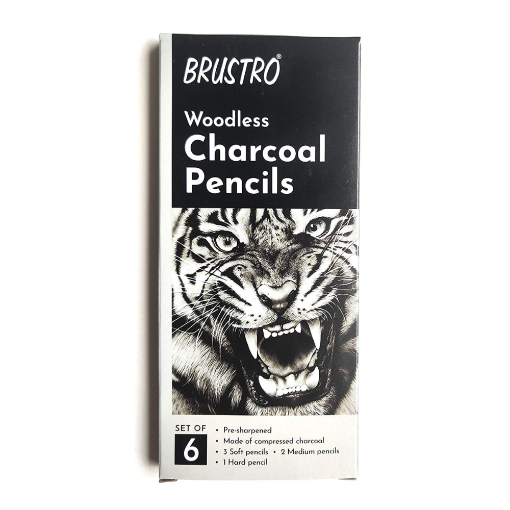 BRUSTRO, Charcoal Pencils - Woodless | Set Of 6.