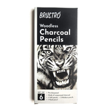 BRUSTRO, Charcoal Pencils - Woodless | Set Of 6.