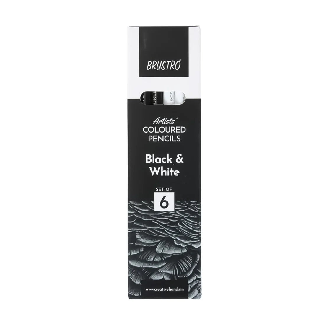 BRUSTRO, Coloured Pencils, Black & White - Artists | Set Of 6.