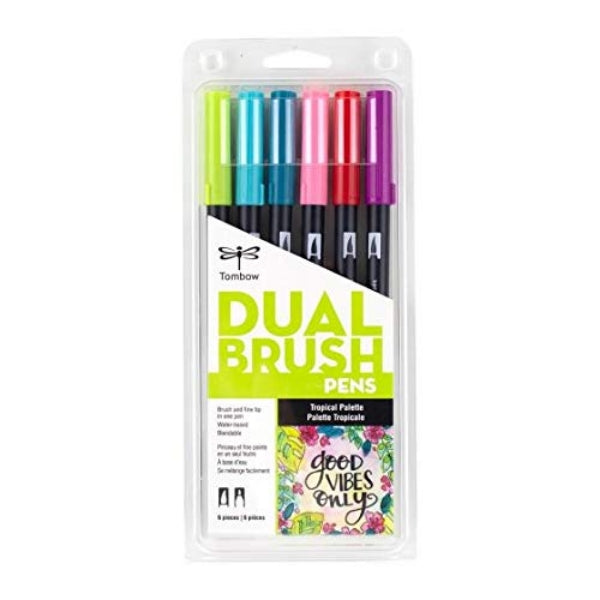 TOMBOW, Brush Pen - Dual | Tropical Palette | Set of 6.