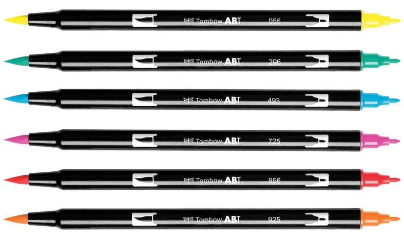 TOMBOW, Brush Pen - Dual | Tropical Palette | Set of 6.