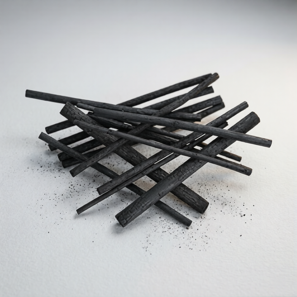 BRUSTRO, Charcoal Stick - English Willow | 15 Assorted Sticks.