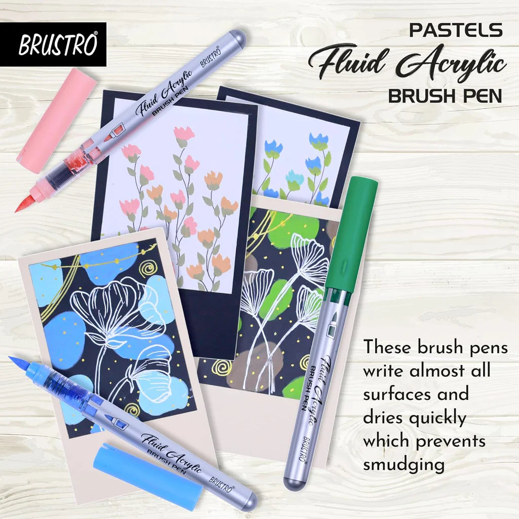 BRUTRO, Pastels Brush Pen - Fluid Acrylic | Set of 14.