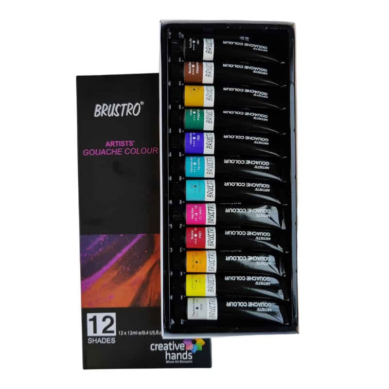 BRUSTRO, Gouache Colour - Artists | 12Shades | 12ml.