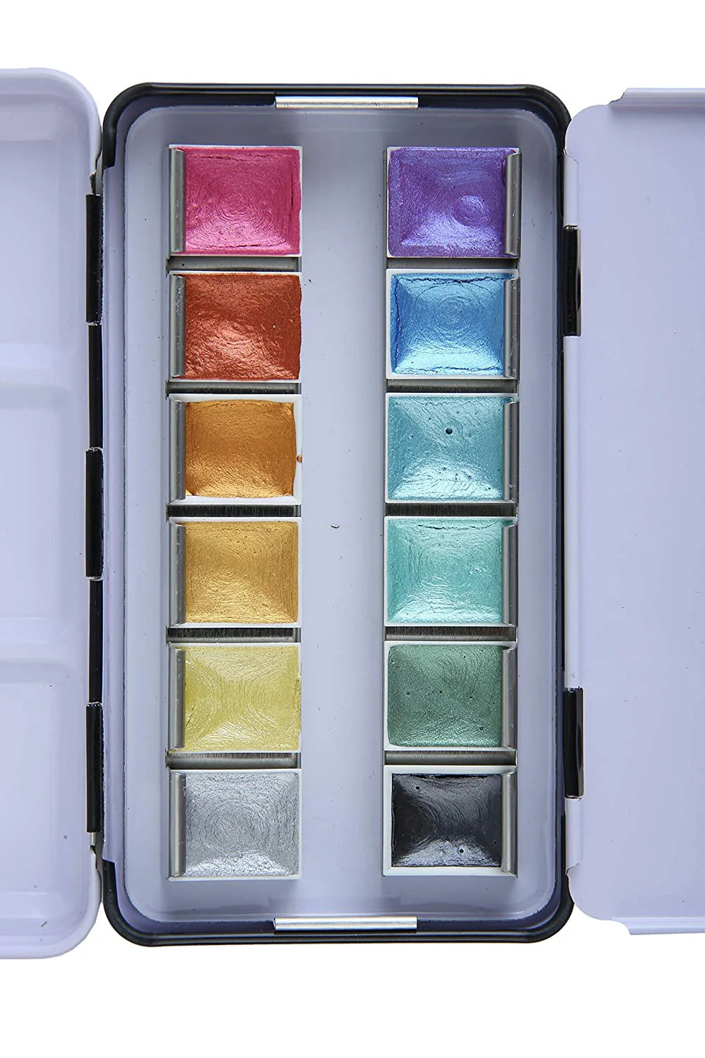 BRUSTRO, Metalic Watercolour | Half Pan | 12shades.